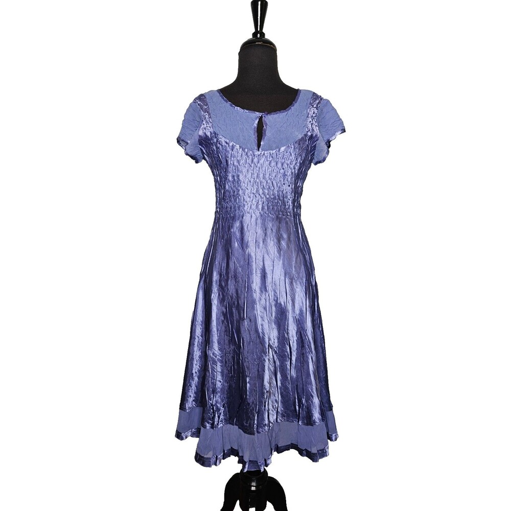 SL Fashions Y2K Fairy Crinkle Midi Dress Medium Purple Whimsygoth Short Sleeve